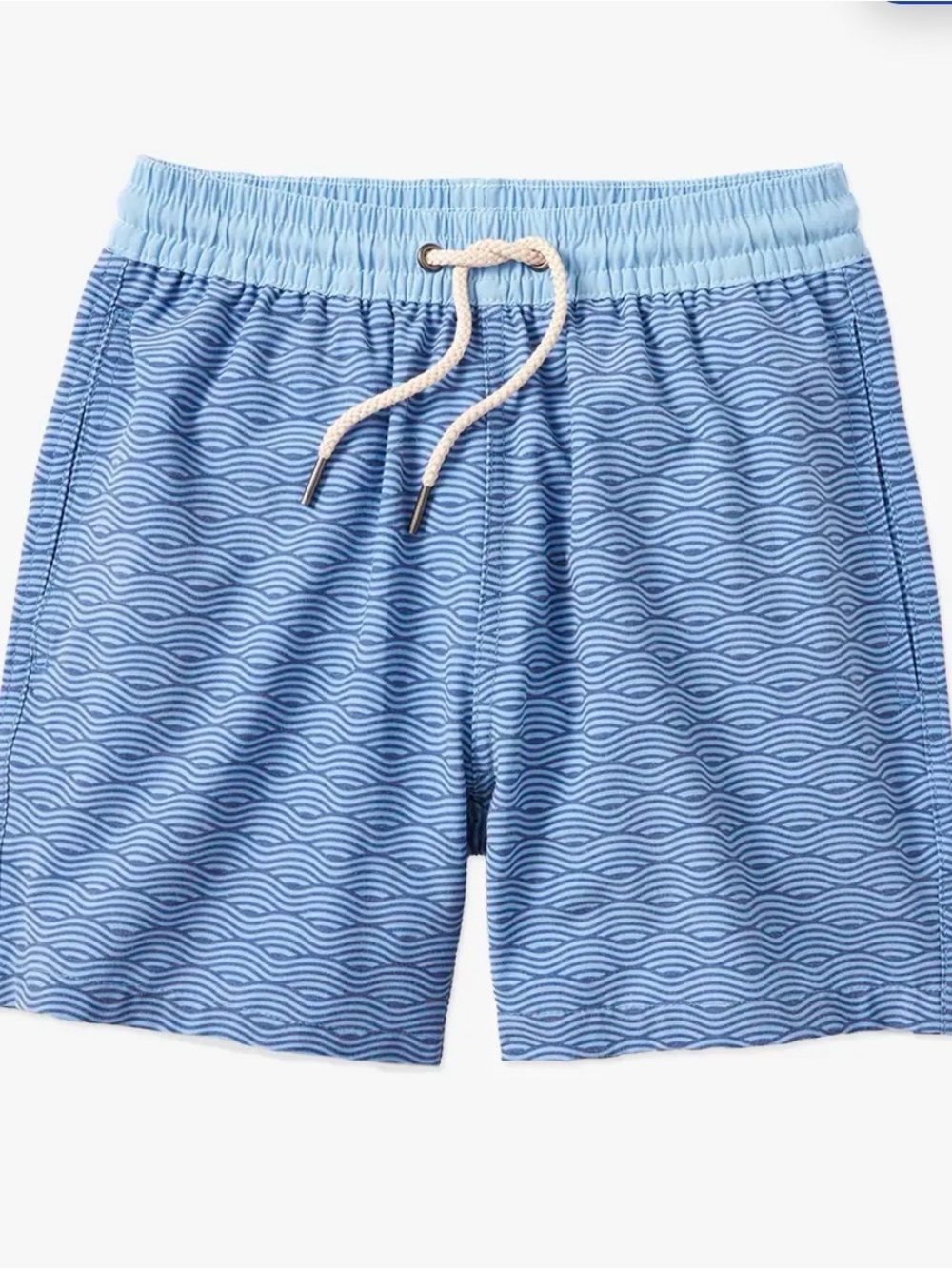 Fair Harbor Kid’s Bayberry Trunk Light Blue Wave-Pattern Kids Swim Trunks